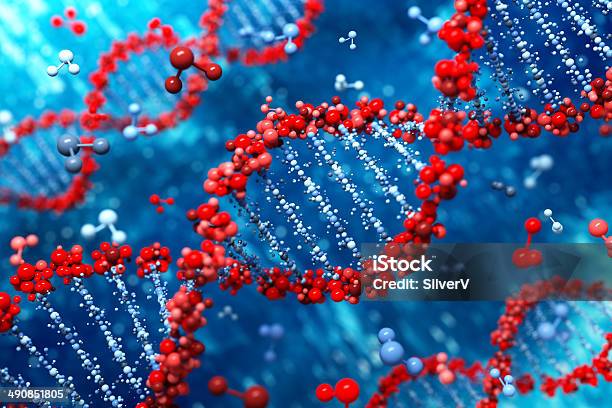 Foto de Fundo De Dna e mais fotos de stock de Alta Magnificação - Alta Magnificação, Ampliação, Azul