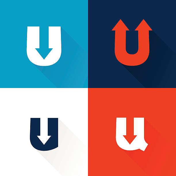 U letter icon with arrows set. Vector design template elements for your application or corporate identity. letter u with words stock illustrations