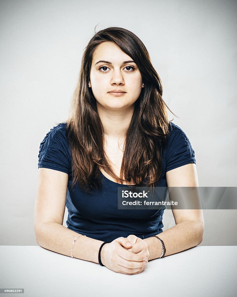 Confident Teenage Girl Portrait of a teenage girl Serious Stock Photo