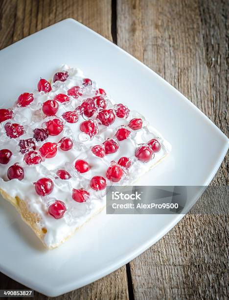 Tart With Whipped Cream And Fresh Cranberries Stock Photo - Download Image Now - Baked, Baked Pastry Item, Bakery