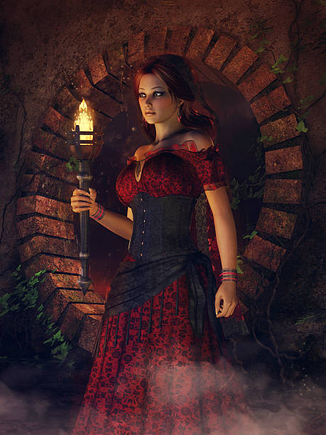 istock Gypsy girl with a torch 490854976
