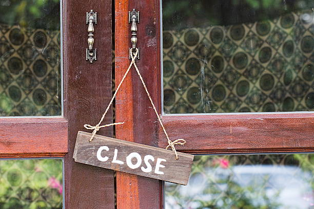 istock Sign wood door Close Open 490857096
