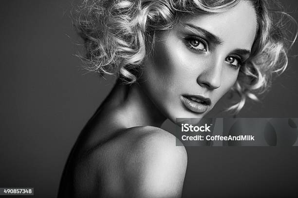 Beautiful Woman Stock Photo - Download Image Now - Fashion Model, Black And White, Women