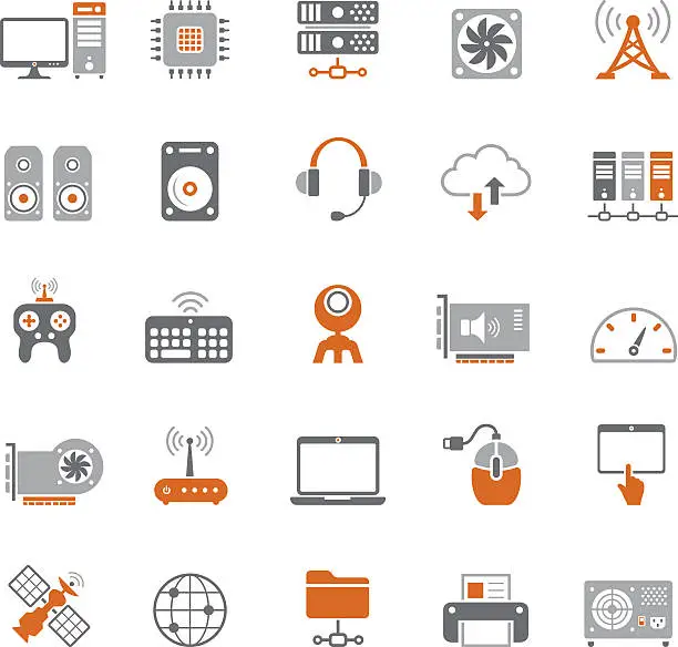 Vector illustration of Internet and Computer Hardware Icon Set
