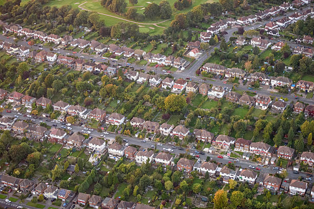 istock Aerial view of London suburbs 490857892