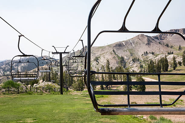 istock Ski Lift Chairs in Summer 490859354