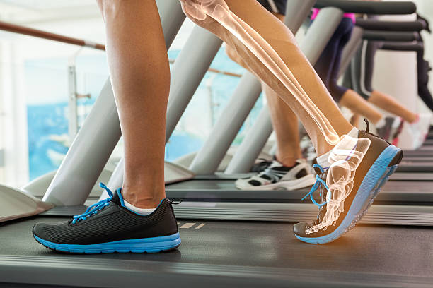 istock Highlighted bones of man on treadmill 490876184