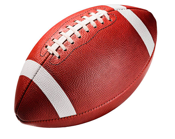 American College High School Junior Football on White American college high school junior football isolated on white background diagonal in frame without shadow american football stock pictures, royalty-free photos & images