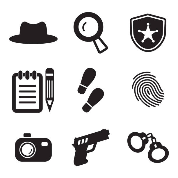 Detective Icons This image is a vector illustration and can be scaled to any size without loss of resolution. sherlock holmes icon stock illustrations