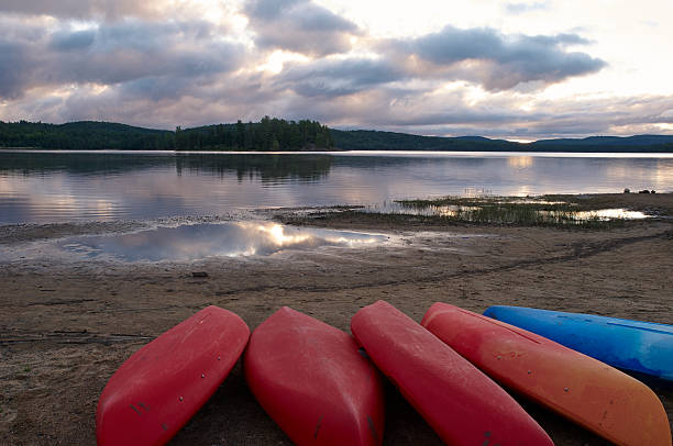 Canoes at Dawn stock photo
