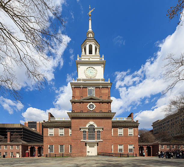 istock Brick clock tower at historic Independence Hall National Park in 490881219