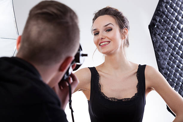 istock Model smiling to the photo 490881563