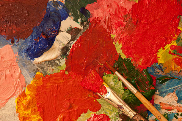 istock Mix of coulours in a paint tray 490881796