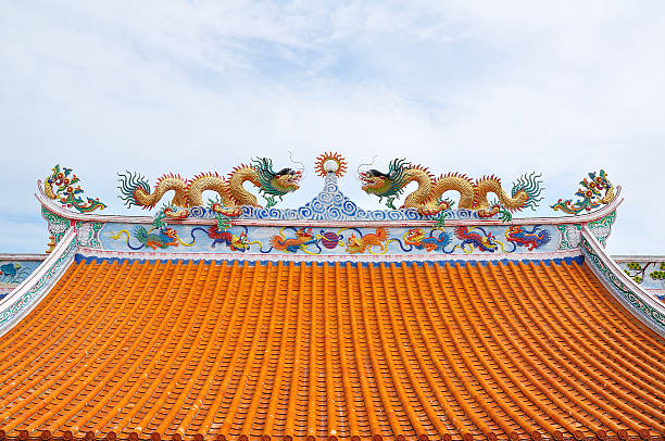 dragons chinois sur un temple - thailand animal asia bayonet photos et images de collection