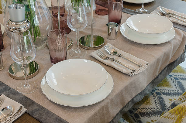 istock table set on wooden dinning room with chair 490882180
