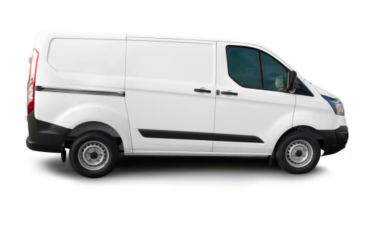 White delivery van with blank sides, isolated on white background