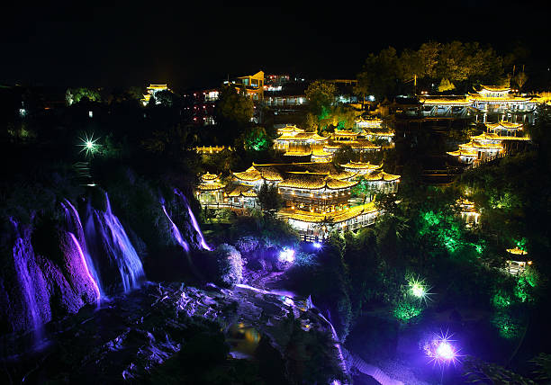 istock Furong (Hibiscus) ancient village at night 490883134