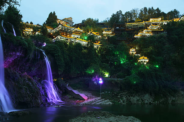 istock Furong (Hibiscus) ancient village at night 490883526