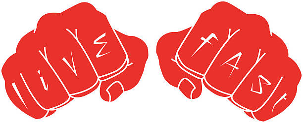 ilustrações de stock, clip art, desenhos animados e ícones de fists com o rápido dedos tatuagem. preto - knuckle