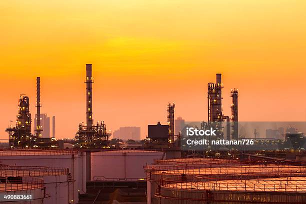 Oil Refinery Stock Photo - Download Image Now - Chimney, Construction Industry, Elegance