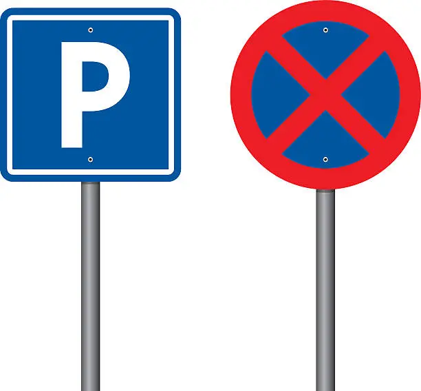 Vector illustration of Parking And No Parking Sings