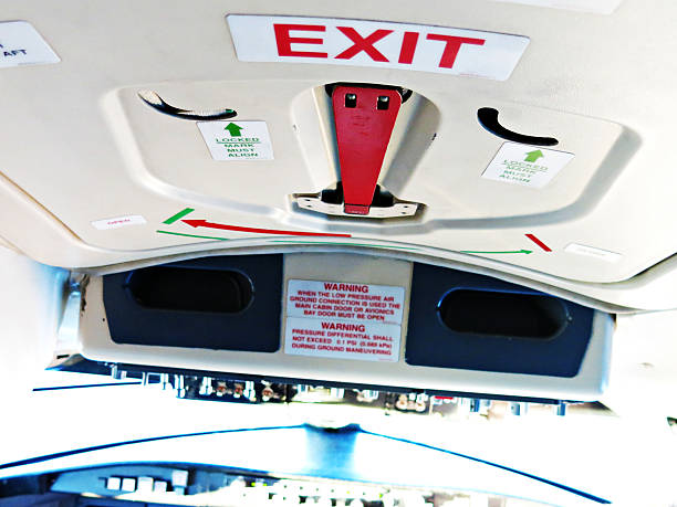 an passenger airplane cockpit from underneath
