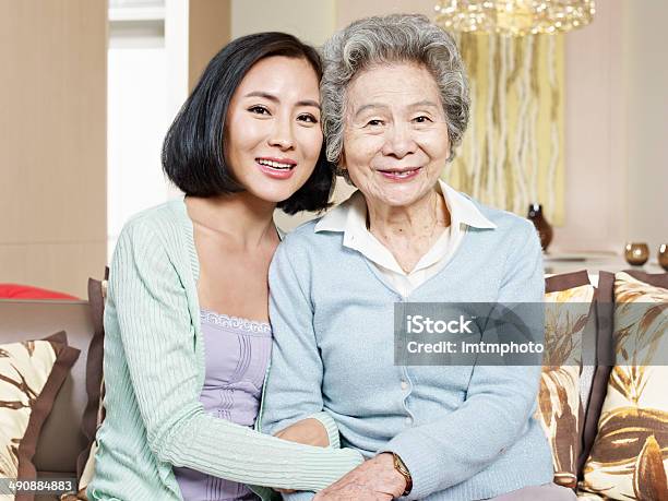 Mother And Adult Daughter Stock Photo - Download Image Now - Mother, Senior Adult, Korean Ethnicity