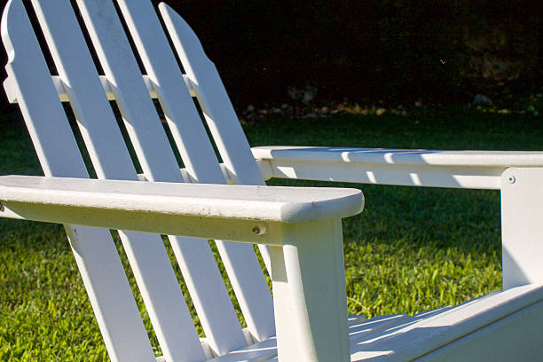 istock White Wood Lounge Chair Outdoors Side View Close Up 490885536