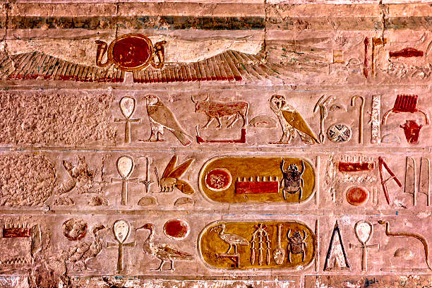 Hieroglyphics from ancient Egypt Hieroglyphics from ancient Egypt, Temple of Hatshepsut hatshepsut photos stock pictures, royalty-free photos & images