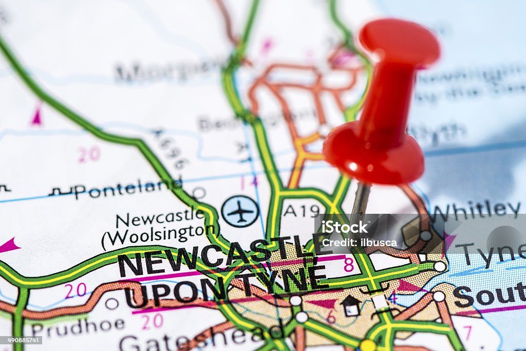 European cities on map series: Newcastle upon Tyne Map Stock Photo