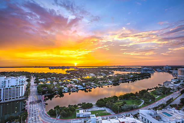 istock View of Miami, Florida from Miami Beach with sunset 490886220