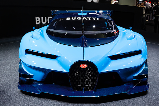 Frankfurt, Deutschland - September 15, 2015: Bugatti Vision Gran Turismo Concept presented on the 66th International Motor Show in the Messe Frankfurt