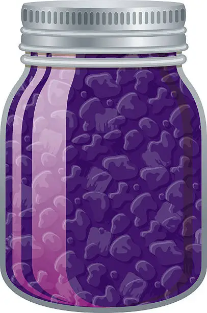 Vector illustration of Blueberry Jam in a glass jar