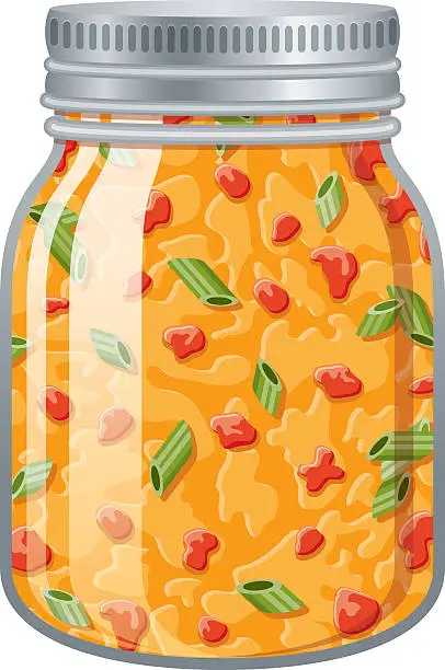 Vector illustration of Glass Jar of Queso Cheese Dip
