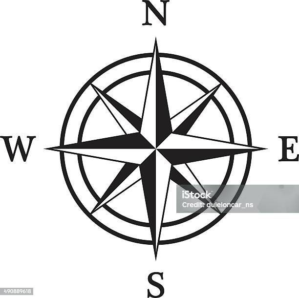 Compass Icon-vektorgrafik och fler bilder på Kompass - Kompass, Stjärnformad, Vektor