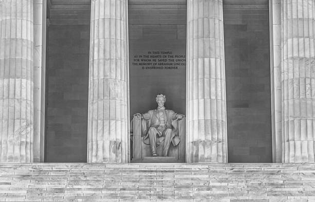 Lincoln Memorial in Washington DC - Close Up Duotone Lincoln Memorial in Washington, DC - Close Up Duotone, Black & White. lincoln memorial photos stock pictures, royalty-free photos & images