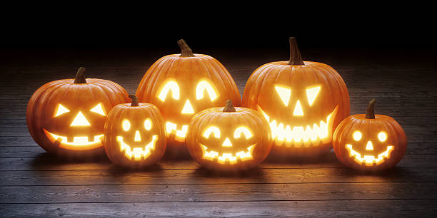 jack o'lantern halloween a07 - gourd halloween fall holidays and celebrations foto e immagini stock