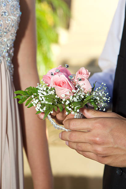 istock Pink Rose Wrist Corsage for a Prom 490891598