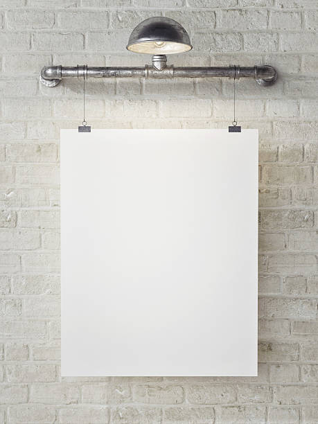 istock Mock up poster on white brick wall, retro style 490909122