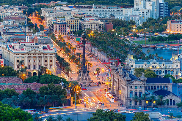 istock Mirador de Colom at evening, Barcelona, Spain 490909780