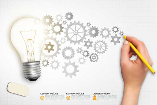Light bulb with plan concept design in vector format