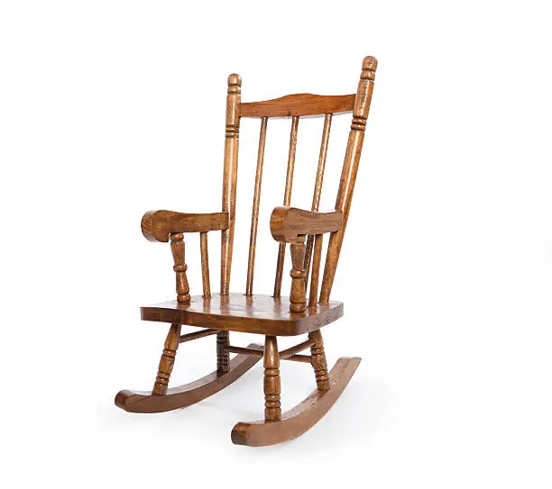 wooden rocking chair on white background