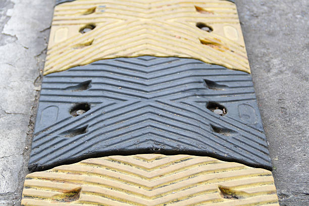 istock Yellow and black road block on the road 490921306