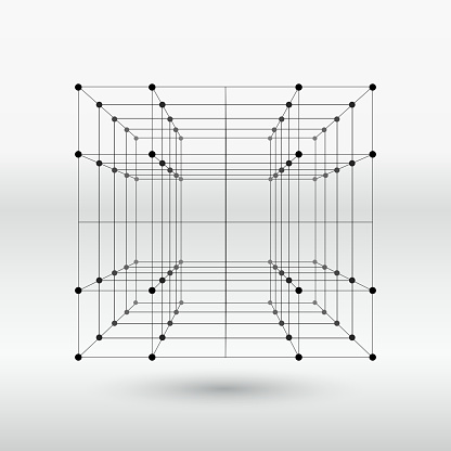 line structure cube.(ai eps10 with transparency effect)