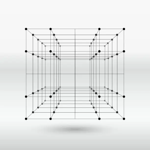 Vector illustration of line structure cube