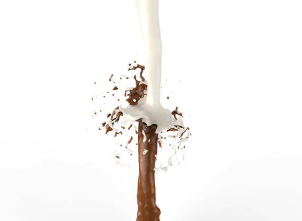 creative chocolate and milk splash stock photo