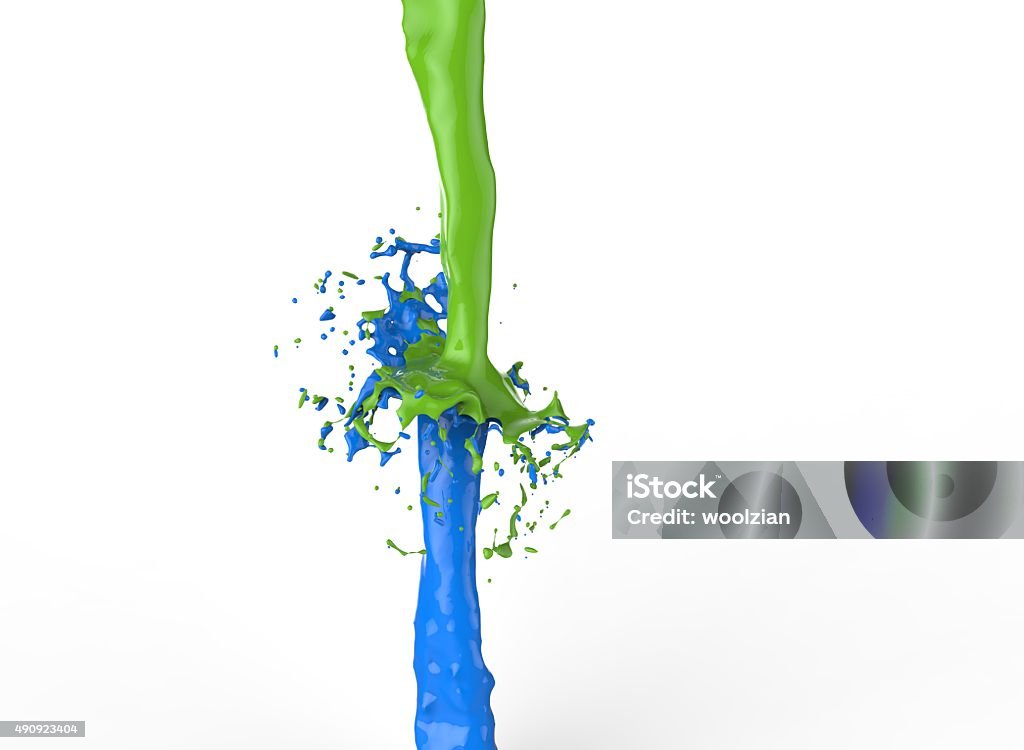 green blue paint splash green blue paint splash mess Mixing Stock Photo