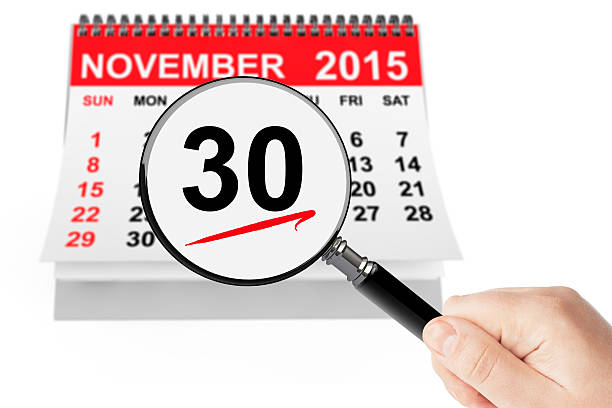 istock Cyber Monday Concept. 26 November 2015 calendar with magnifier 490924052