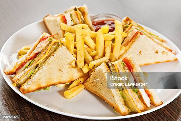 Clubhouse Sandwich Stock Photo - Download Image Now - American Culture, Backgrounds, Bacon