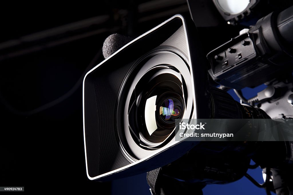 Film lens Professional camera Home Video Camera Stock Photo